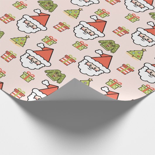Niedlicher Weihnachtsmann Geschenkpapier (Ecke)