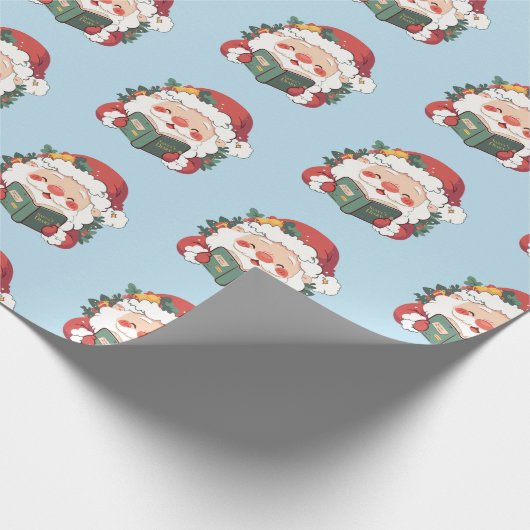 Niedlicher Weihnachtsmann Geschenkpapier (Ecke)