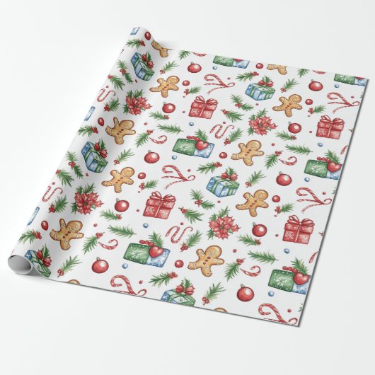 Niedlicher Weihnachtsmann Geschenkpapier (Ungerollt)