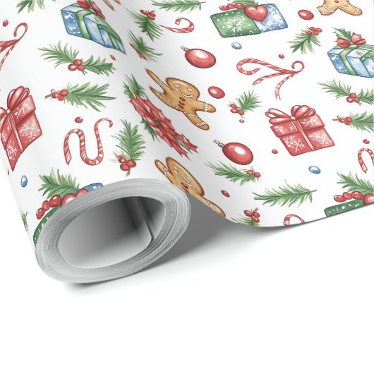 Niedlicher Weihnachtsmann Geschenkpapier (Rolleneckpunkt)
