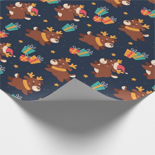 Niedlicher Weihnachtsmann Geschenkpapier (Ecke)