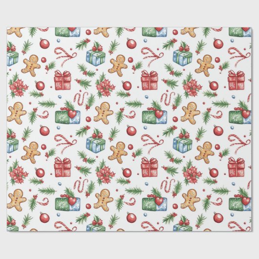 Niedlicher Weihnachtsmann Geschenkpapier (Flach)