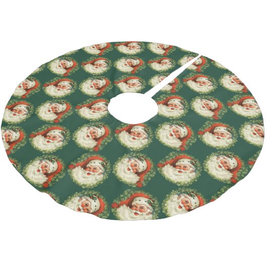 Niedlicher Weihnachtsmann glücklich Weihnachten Polyester Weihnachtsbaumdecke (Schrägansicht)