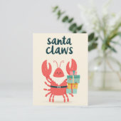 Niedlicher Weihnachtsmann Hummer Punny Funny Weihn Postkarte (Stehend Vorderseite)