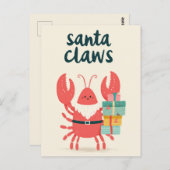 Niedlicher Weihnachtsmann Hummer Punny Funny Weihn Postkarte (Vorne/Hinten)
