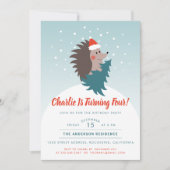 Niedlicher Weihnachtsmann Igel Geburtstagsparty Einladung (Vorderseite)