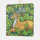 Niedlicher Weihnachtsmann im Wald mit Holly Keramikornament (Links)