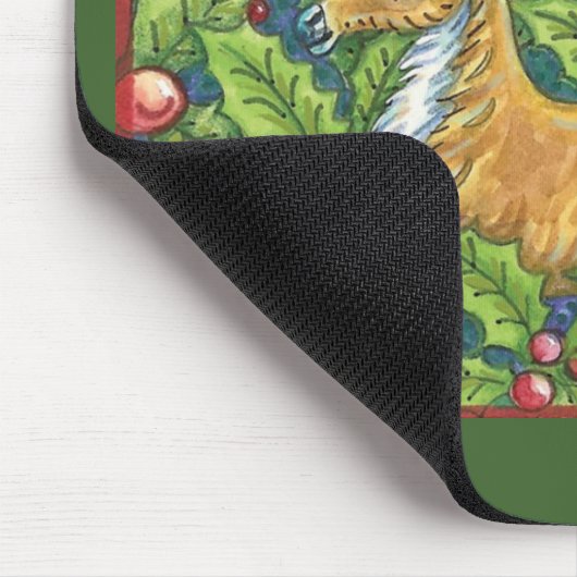 Niedlicher Weihnachtsmann im Wald mit Holly Mousepad (Ecke)