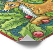 Niedlicher Weihnachtsmann im Wald mit Holly Poster (Ecke)