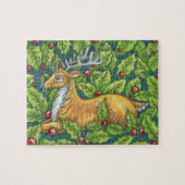 Niedlicher Weihnachtsmann im Wald mit Holly Puzzle (Horizontal)