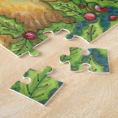 Niedlicher Weihnachtsmann im Wald mit Holly Puzzle (Seite)