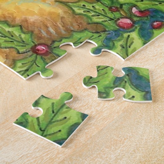 Niedlicher Weihnachtsmann im Wald mit Holly Puzzle (Seite)
