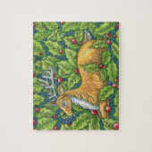 Niedlicher Weihnachtsmann im Wald mit Holly Puzzle (Vertikal)