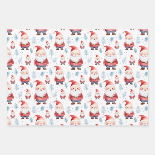 Niedlicher Weihnachtsmann in Wasserfarbe Illustrat Geschenkpapier Set (Vorderseite 2)