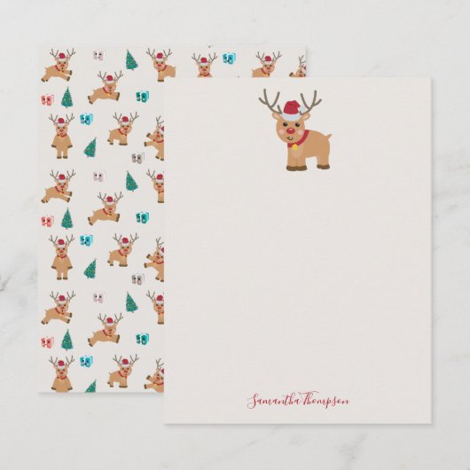 Niedlicher Weihnachtsmann-Individuelle Name Mitteilungskarte (Vorne/Hinten)