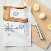 Niedlicher Weihnachtsmann, Jingle Bells Schneefloc Geschirrtuch (Viertel Falte)