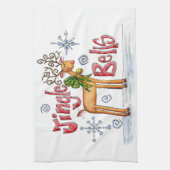 Niedlicher Weihnachtsmann, Jingle Bells Schneefloc Geschirrtuch (Vertikal)