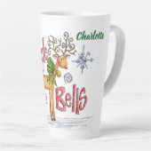 Niedlicher Weihnachtsmann, Jingle Bells Schneefloc Milchtasse (Rechte Ecke)