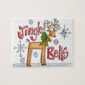 Niedlicher Weihnachtsmann, Jingle Bells Schneefloc Puzzle (Horizontal)