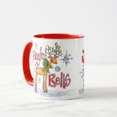 Niedlicher Weihnachtsmann, Jingle Bells Schneefloc Tasse (Vorderseite Links)