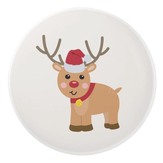 Niedlicher Weihnachtsmann Keramikknauf (Vorderseite)