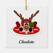 Niedlicher Weihnachtsmann Keramikornament (Rückseite)