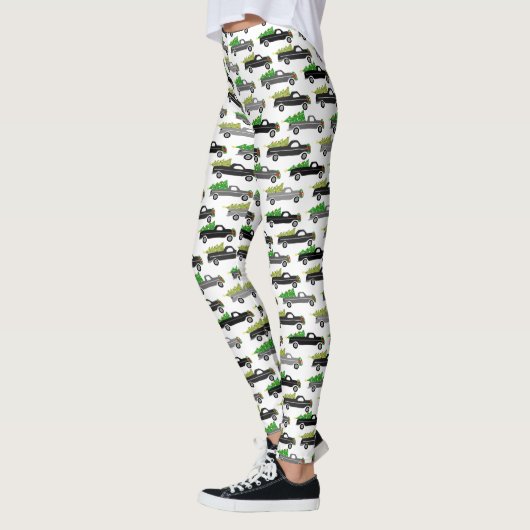 Niedlicher Weihnachtsmann Lieferwagen Trucks Bäume Leggings (Links)