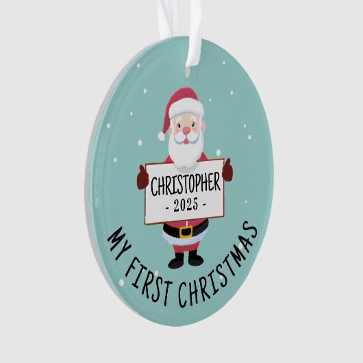 Niedlicher Weihnachtsmann Mein erster Individuelle Ornament (Vorderseite)