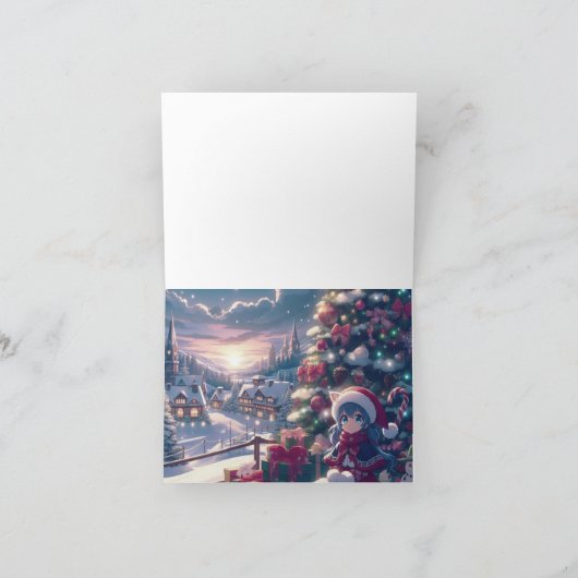 Niedlicher Weihnachtsmann mit Bart Dankeskarte (Innenseite)