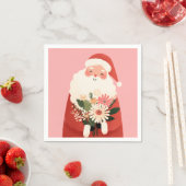 Niedlicher Weihnachtsmann mit Blume Rosa Weihnacht Serviette (Beispiel)