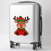 Niedlicher Weihnachtsmann mit einem Geschenk Aufkleber (Koffer)