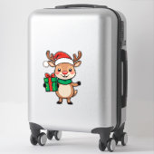 Niedlicher Weihnachtsmann mit einem Geschenk Aufkleber (Koffer)