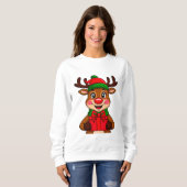Niedlicher Weihnachtsmann mit einem Geschenk Sweatshirt (Vorne ganz)