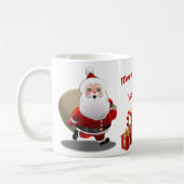 Niedlicher Weihnachtsmann mit einem Sack voll von Kaffeetasse (Links)