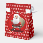 Niedlicher Weihnachtsmann mit einem Sack voller Ge Geschenkschachtel (Rückseite)
