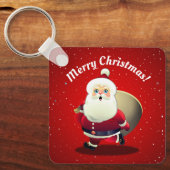 Niedlicher Weihnachtsmann mit einem Sack voller Ge Schlüsselanhänger (Vorderseite)