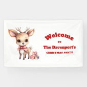 Niedlicher Weihnachtsmann mit Geschenken Party Wil Banner (Horizontal)