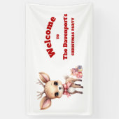 Niedlicher Weihnachtsmann mit Geschenken Party Wil Banner (Vertikal)