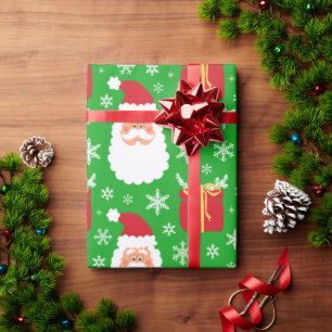 Niedlicher Weihnachtsmann mit Geschenken und Schne Geschenkpapier