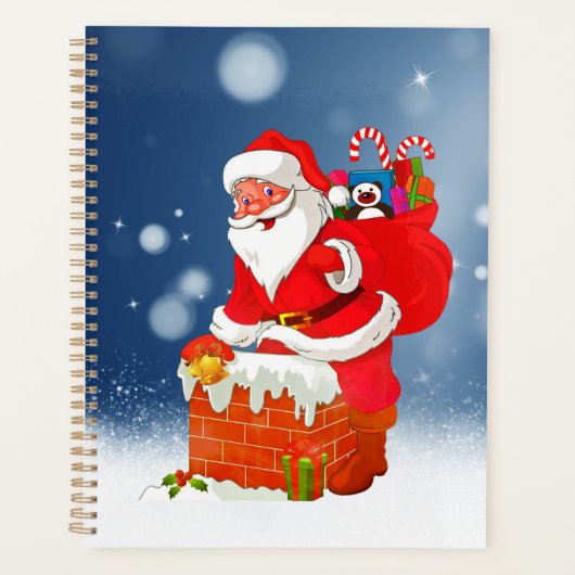 Niedlicher Weihnachtsmann mit Geschenktasche Weihn Planer (Vorderseite)