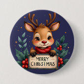 Niedlicher Weihnachtsmann mit Holly und Sign Button (Vorderseite)