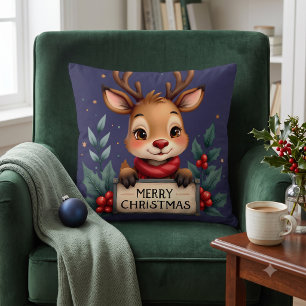 Niedlicher Weihnachtsmann mit Holly und Sign Kissen