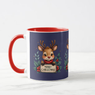 Niedlicher Weihnachtsmann mit Holly und Sign Tasse