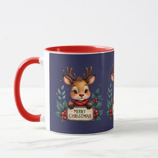 Niedlicher Weihnachtsmann mit Holly und Sign Tasse (Links)