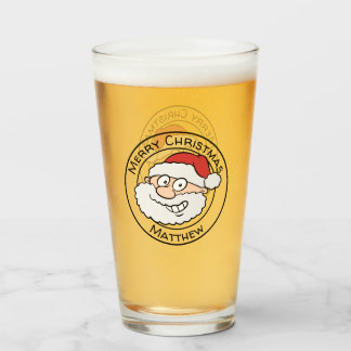 Niedlicher Weihnachtsmann mit Ihrem Namen Glas