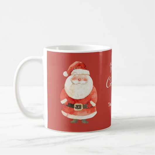Niedlicher Weihnachtsmann mit Namen Frohe Weihnach Kaffeetasse (Links)