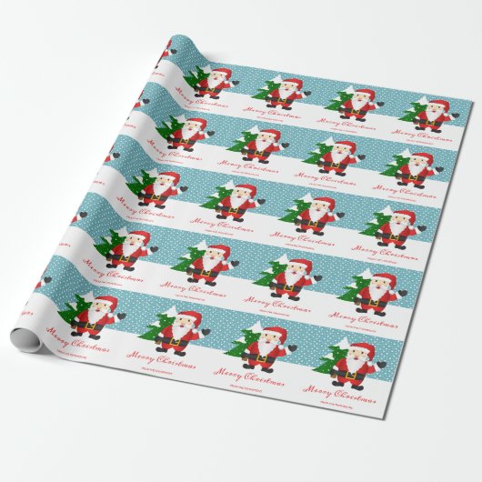 Niedlicher Weihnachtsmann mit Personalisierter Wei Geschenkpapier (Ungerollt)