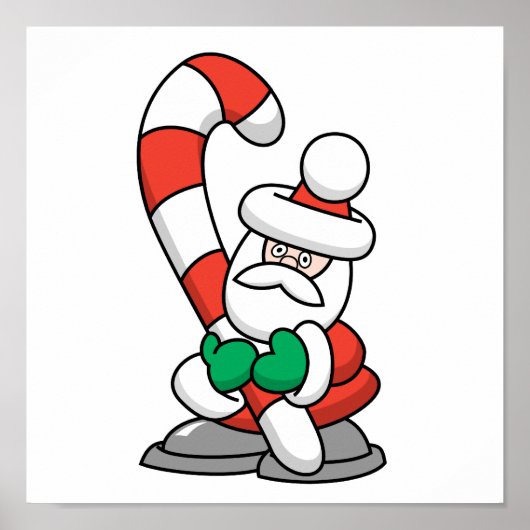 Niedlicher Weihnachtsmann mit Riesenkandy Cane Poster (Vorne)