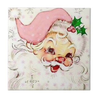 Niedlicher Weihnachtsmann mit rosa Hut Fliese