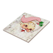 Niedlicher Weihnachtsmann mit rosa Hut Fliese (Seite)